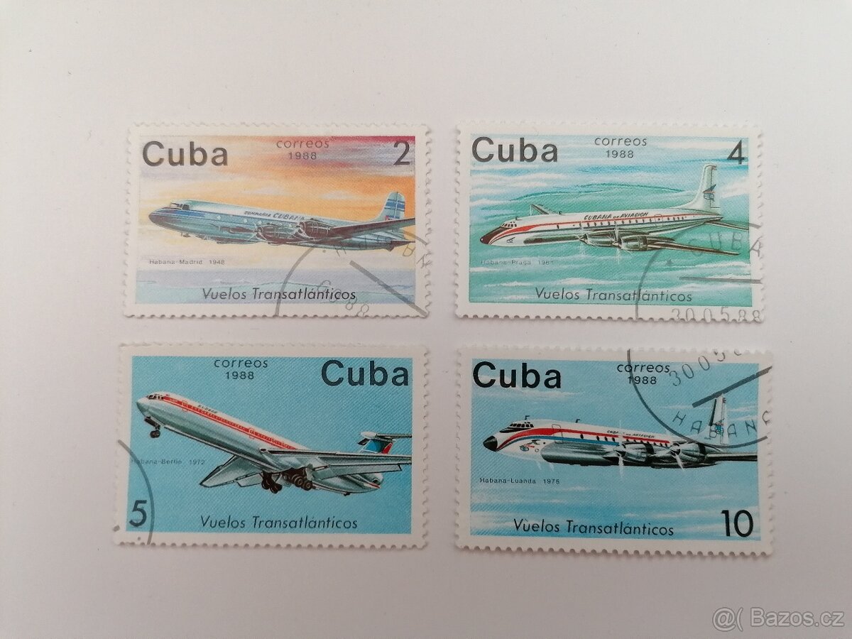 Známky 38 známek lodě letadla vzducholodě balóny Kuba SSSR.. - 5