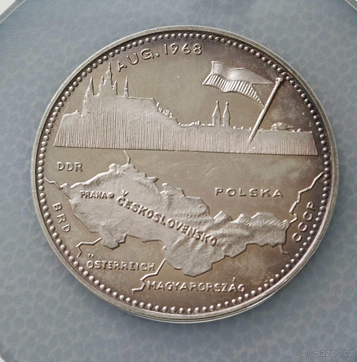 Stříbrná medaile 1968 - Alexander Dubček -mapa Československ - 5