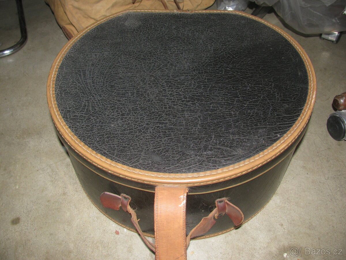 starožitný kufr na klobouk, starý cilindr klobouk - 5