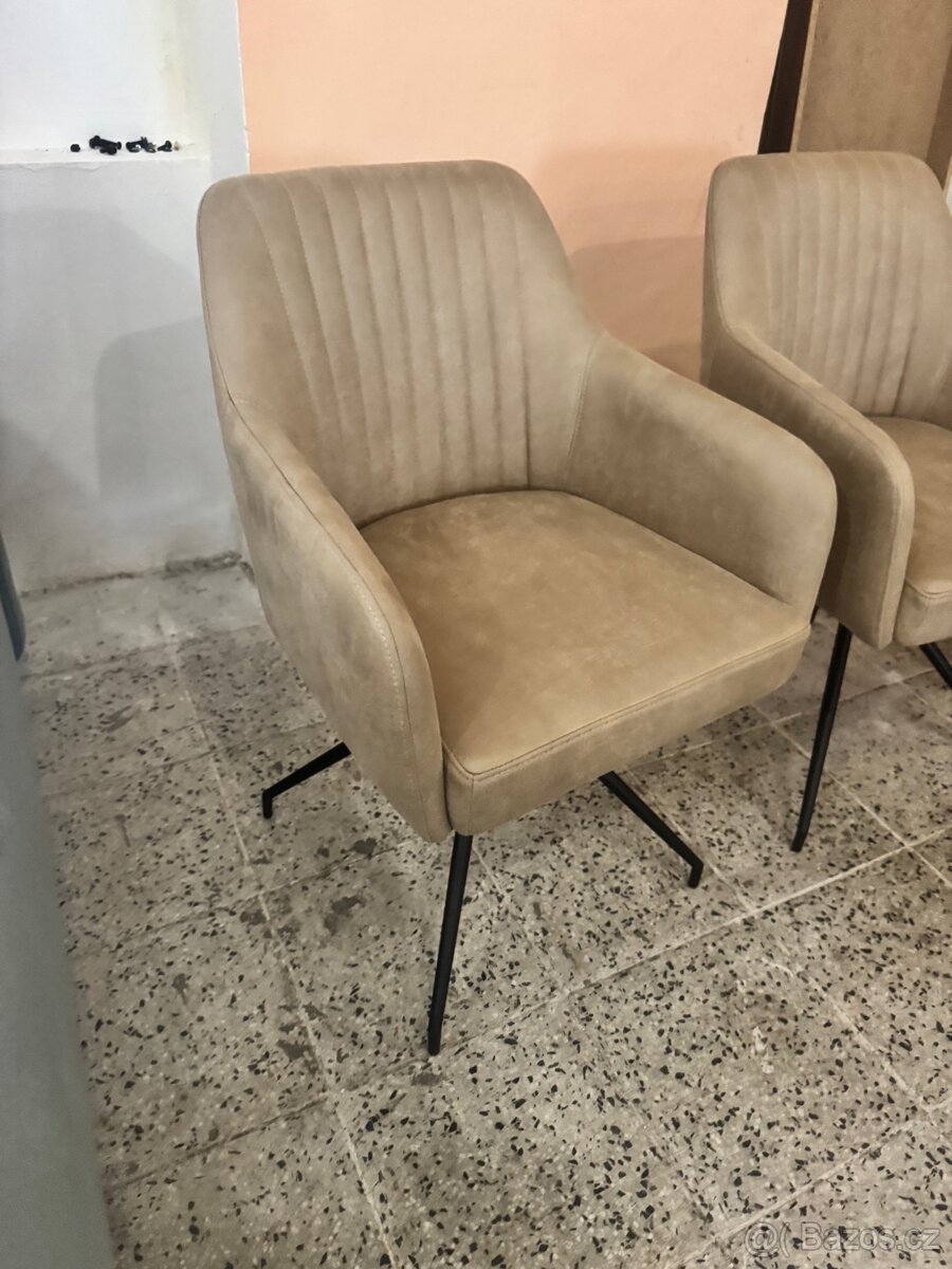 Nové 2x Jídelní židle - křesla s kovovou podnoží - 5