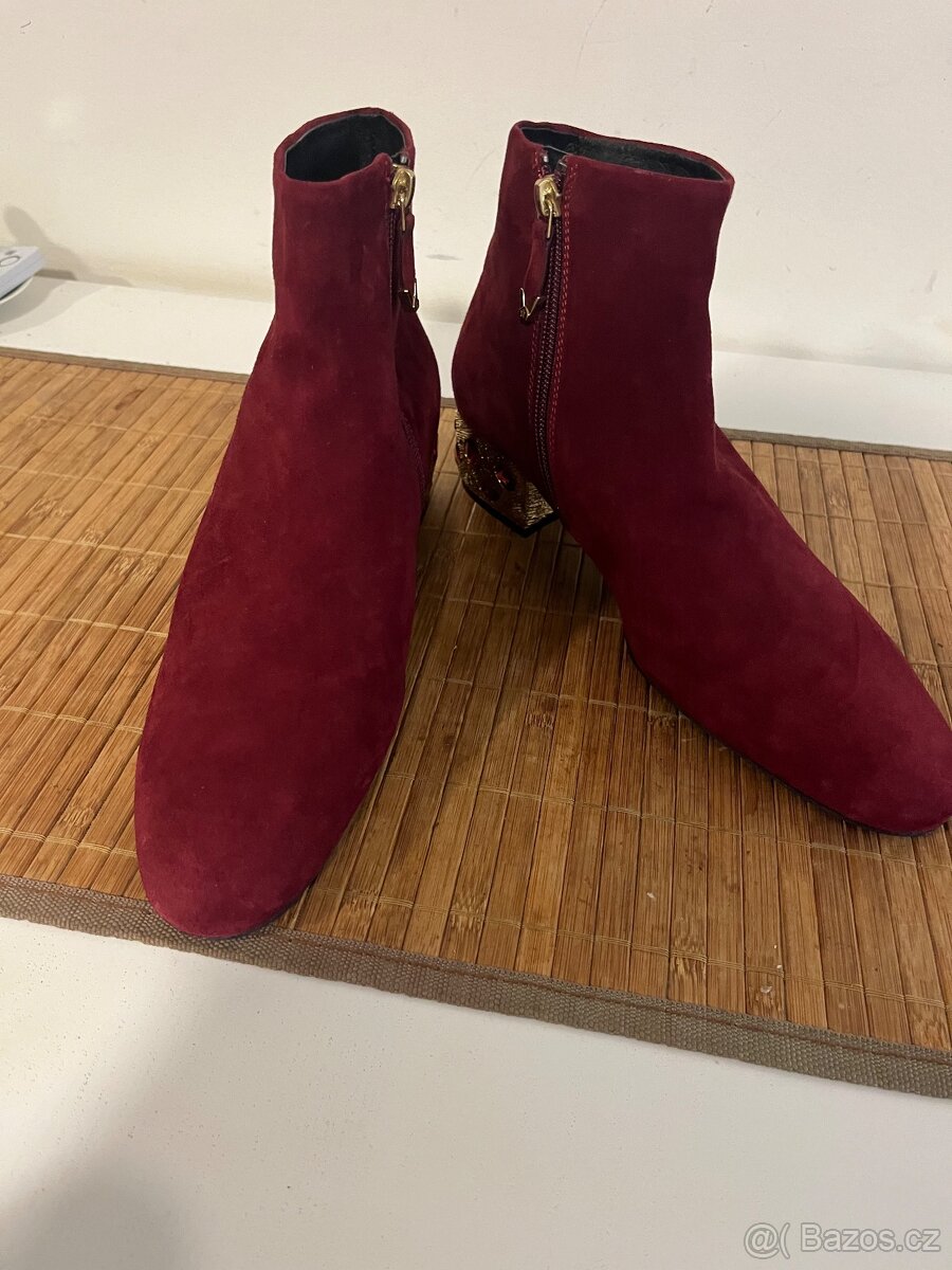 Kožené kotníkové boty s krystaly č. 41 - 5