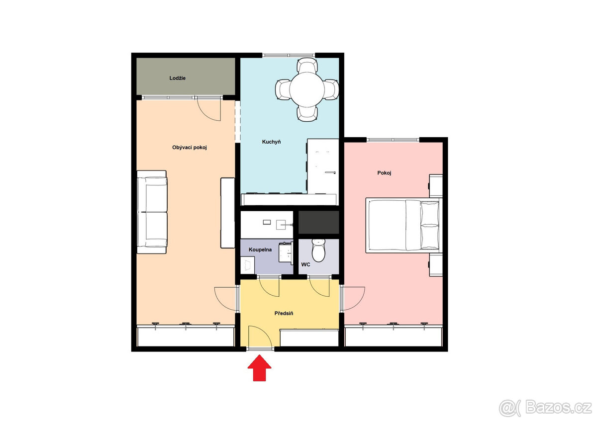 Pronájem bytu 2+1 s lodžií, celkem 60,11 m², Cíglerova, Prah - 5