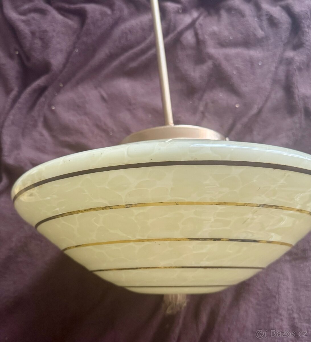 starožitný lustr funkční brokové sklo první republika - 5