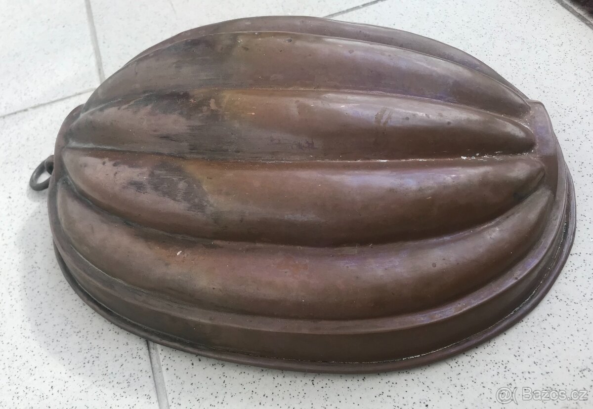 starožitná měděná cínovaná forma 19.století 27cm x 20cm - 5