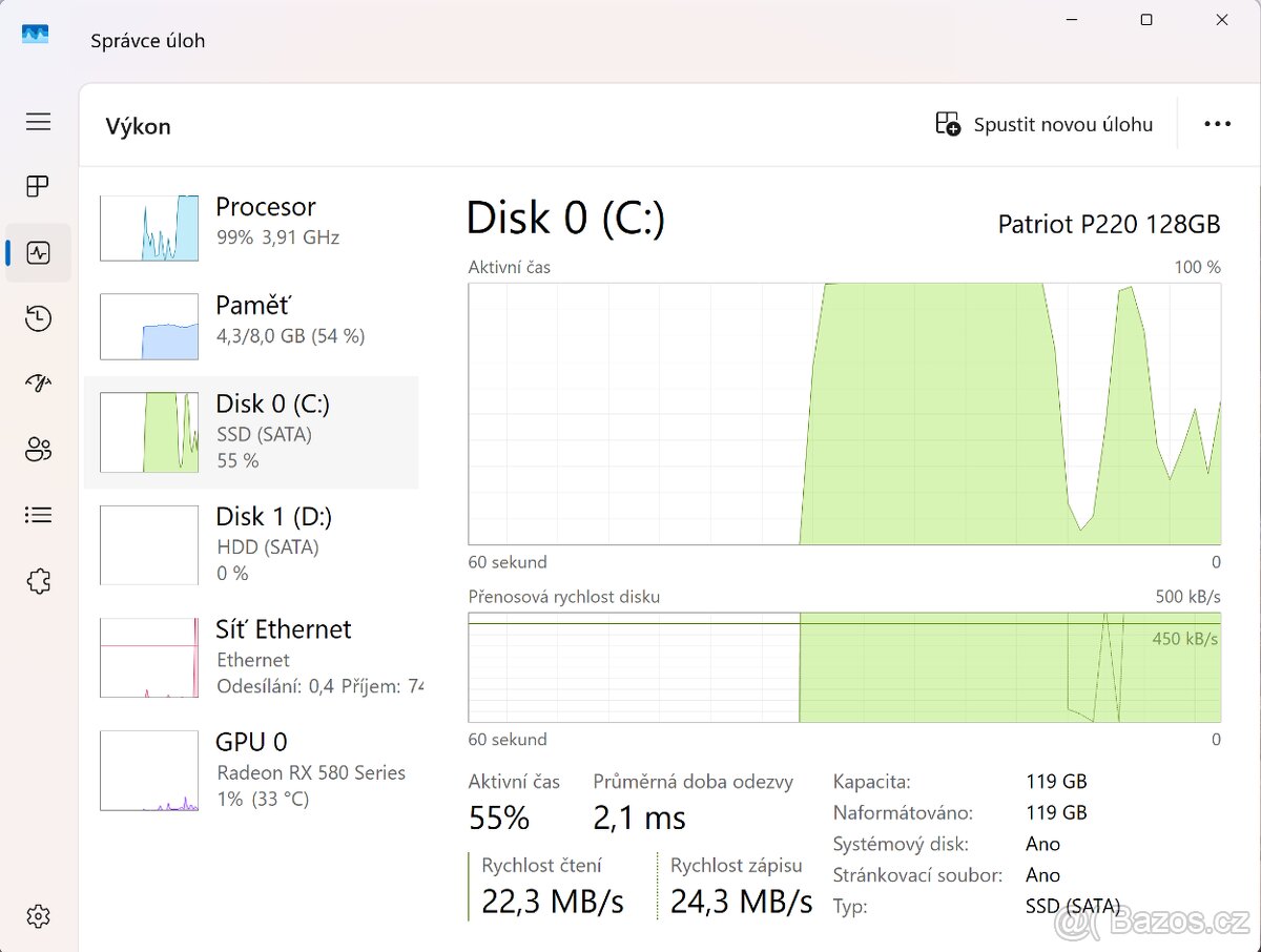 PC sestava-4x3.9Hz-8GB RAM-128GB+2000GB-W11 - 5