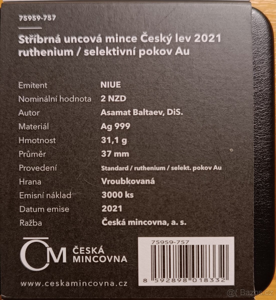 Český lev 2021 1Oz ruthenium selekt. pokov Au - 5