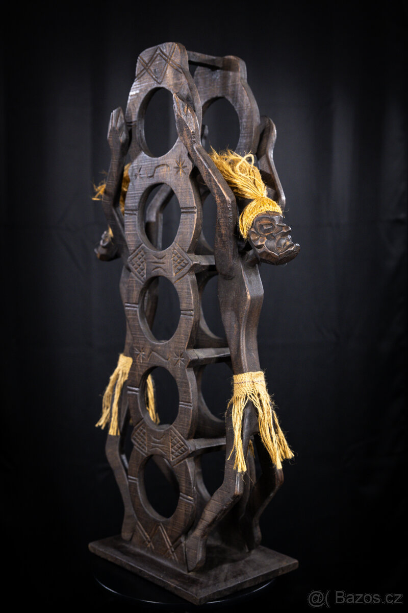 Rucne vyrezavany stojan na vino z dreva Suar (Indonezia) - 5