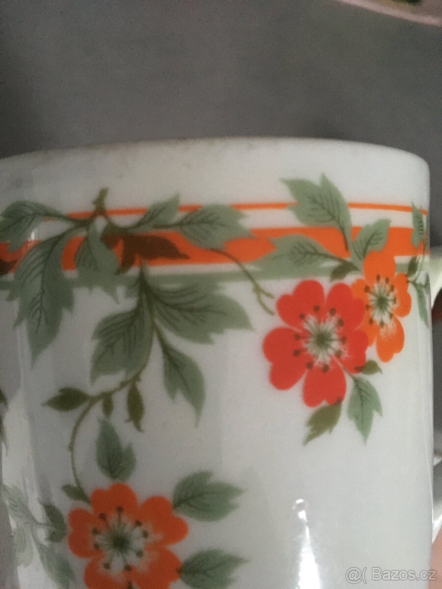 Retro hrnek, hrníček, motiv květin - 5