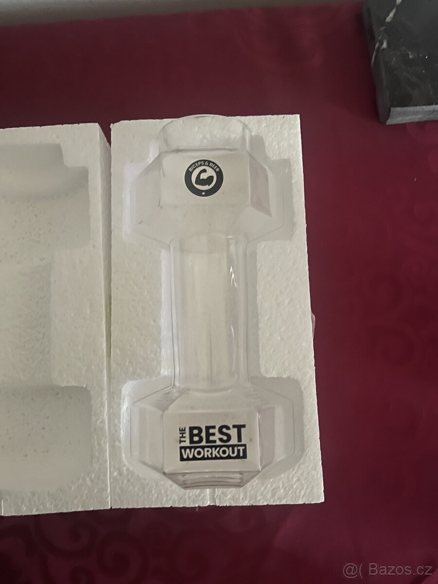 Pivní sklenice na pivo 600ml hantel (dárek) - 5