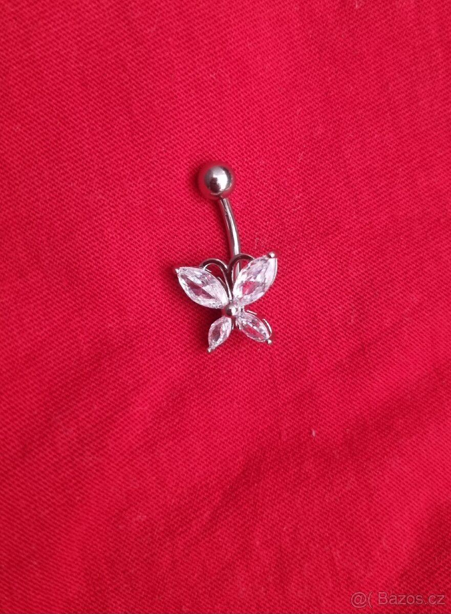 Piercing do břicha pupíku nový chirurgická ocel motýlek - 5