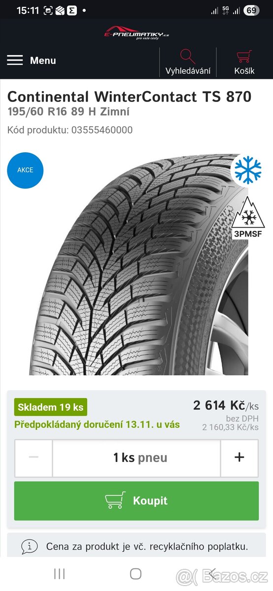 D20PZ 195/60 R16 Continental TS860 - 5