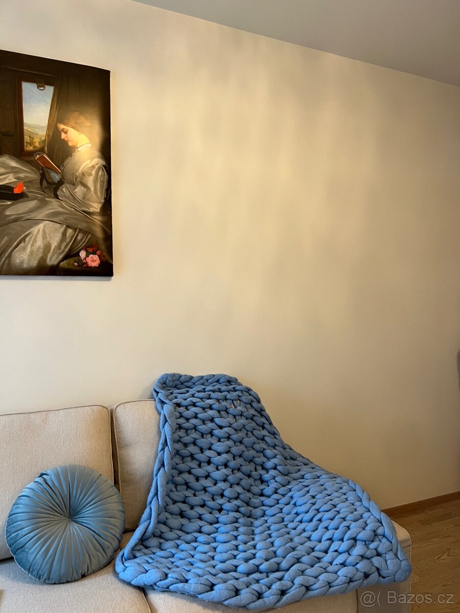 🩵 Ručně pletená deka z mohérové vlny - 5