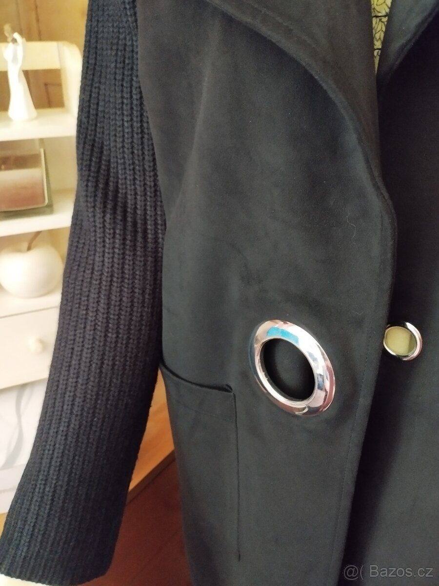 kombinovaný černý kabátek - 5