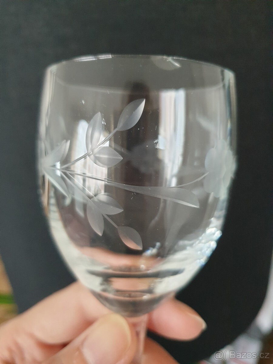 Retro skleněná číše broušené sklo 2ks - 5