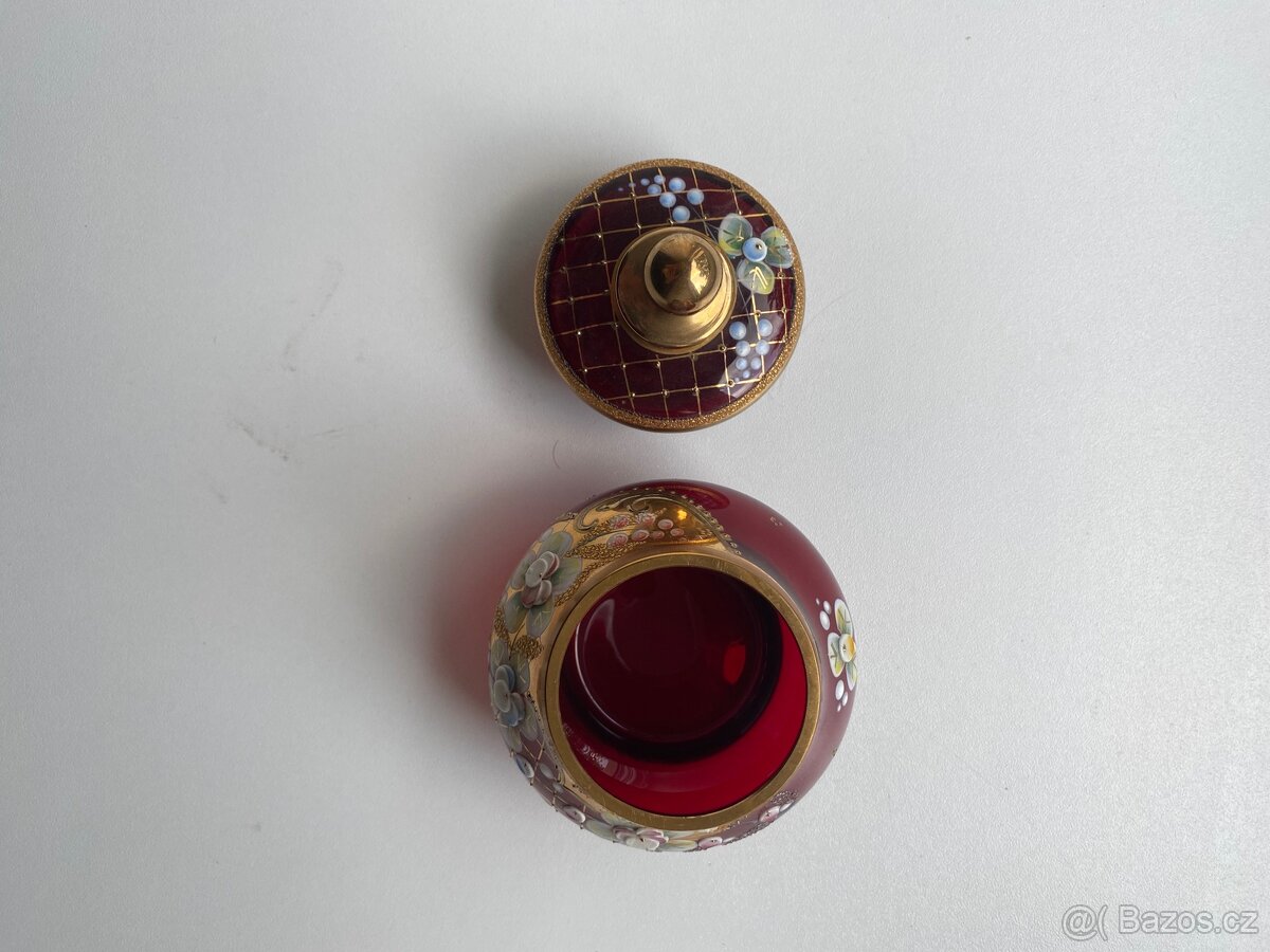 Ručně zdobená skleněná dóza - 5