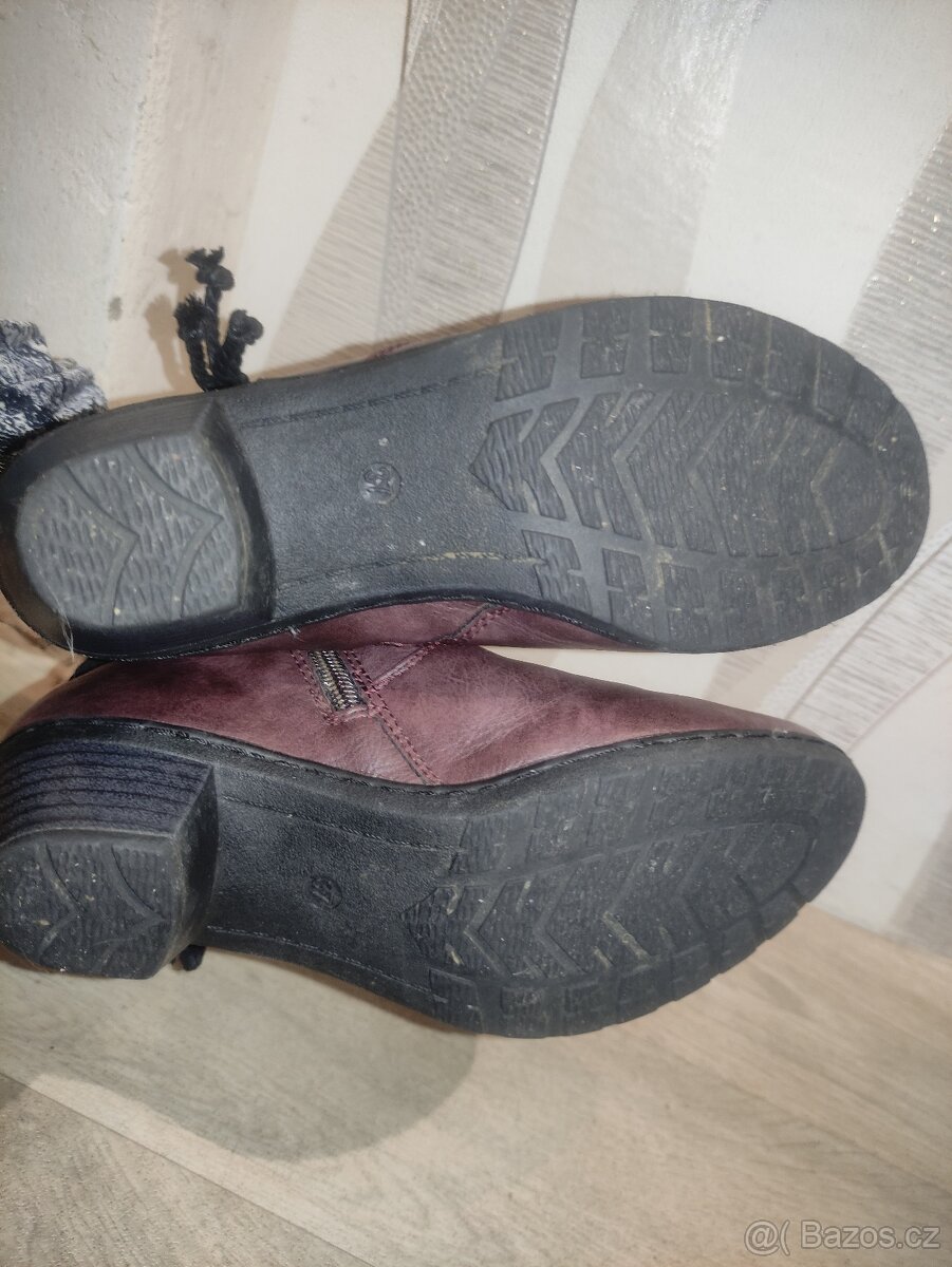 Vínové kotníkové boty vel. 37 - 5
