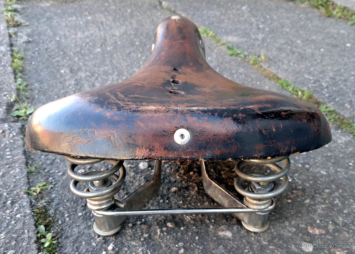 Kožené odpružené retro sedlo - 5