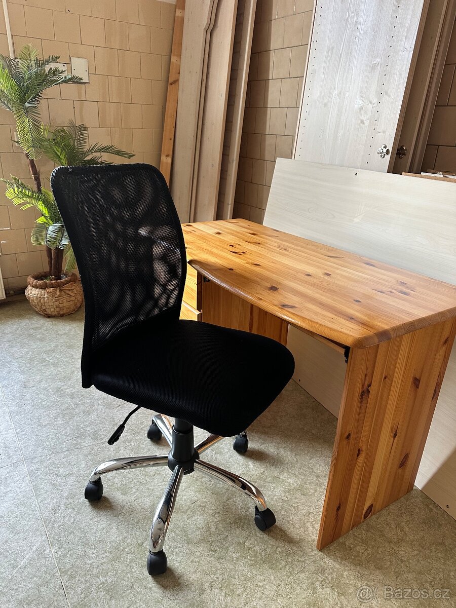 Masivní psací stůl 120x60cm, židle otočná - 5