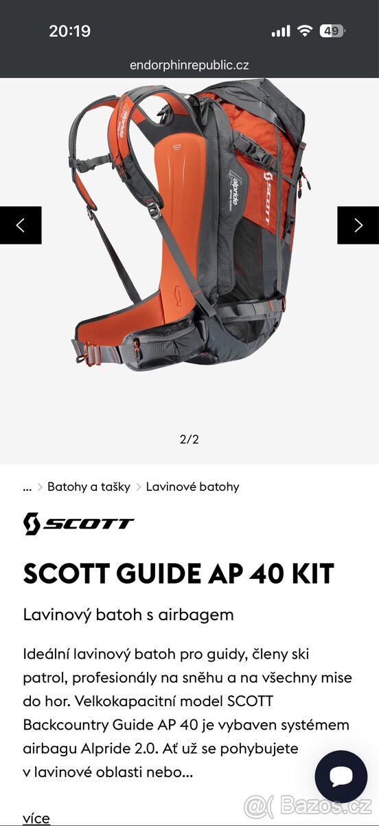 Lavinový batoh Scott guide AP 40 kit - 5