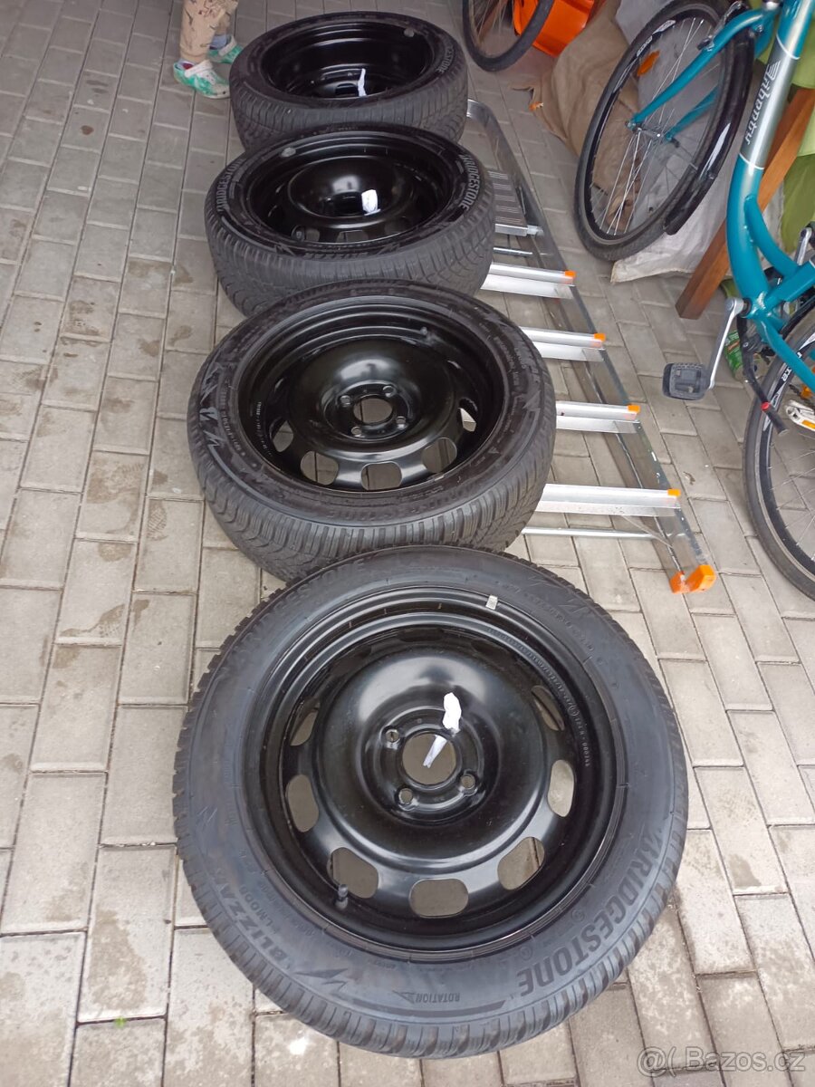 4x plechové disky 4x108 + nové zimní pneu 195/55 r16 - 5
