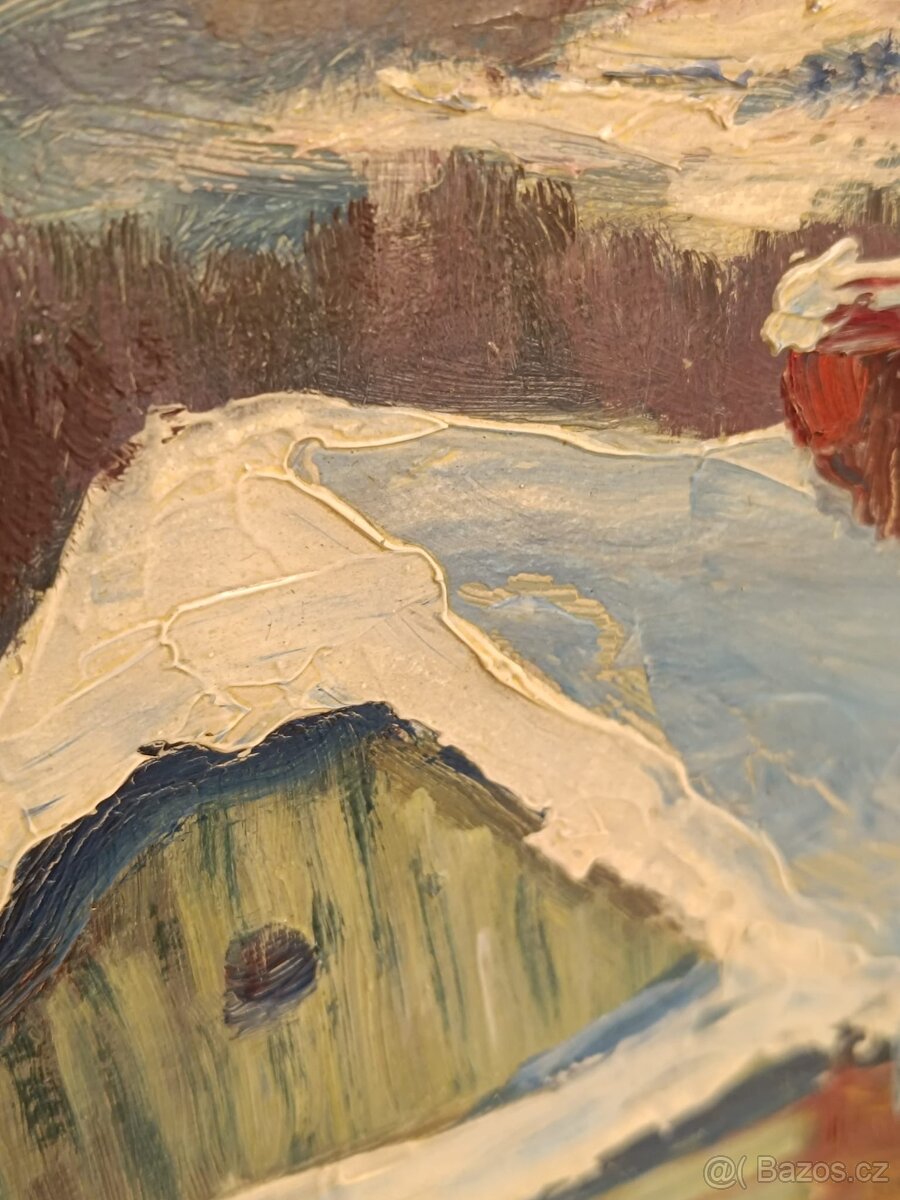 Obraz Zimní Šumava, olejomalba 43x78 - 5