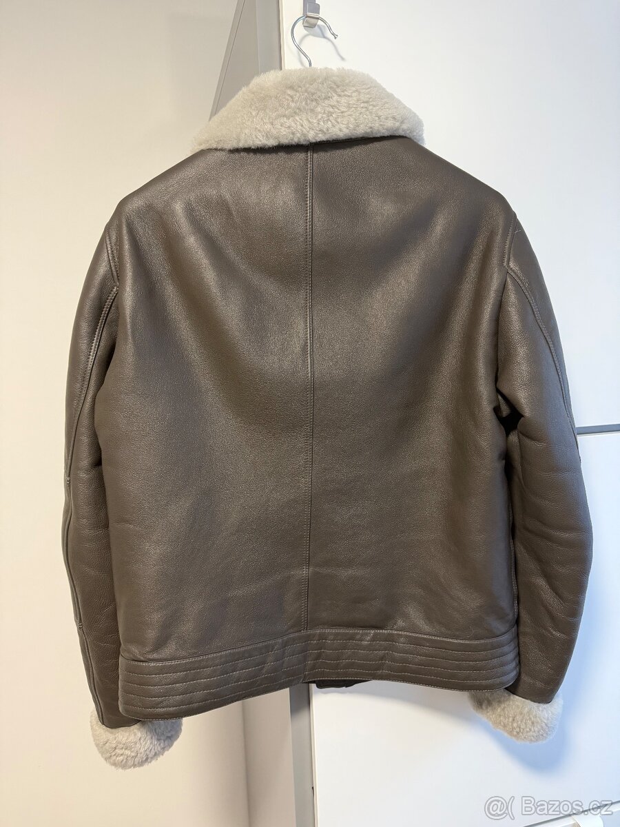 Pánská kožená shearling bunda Mango - 5