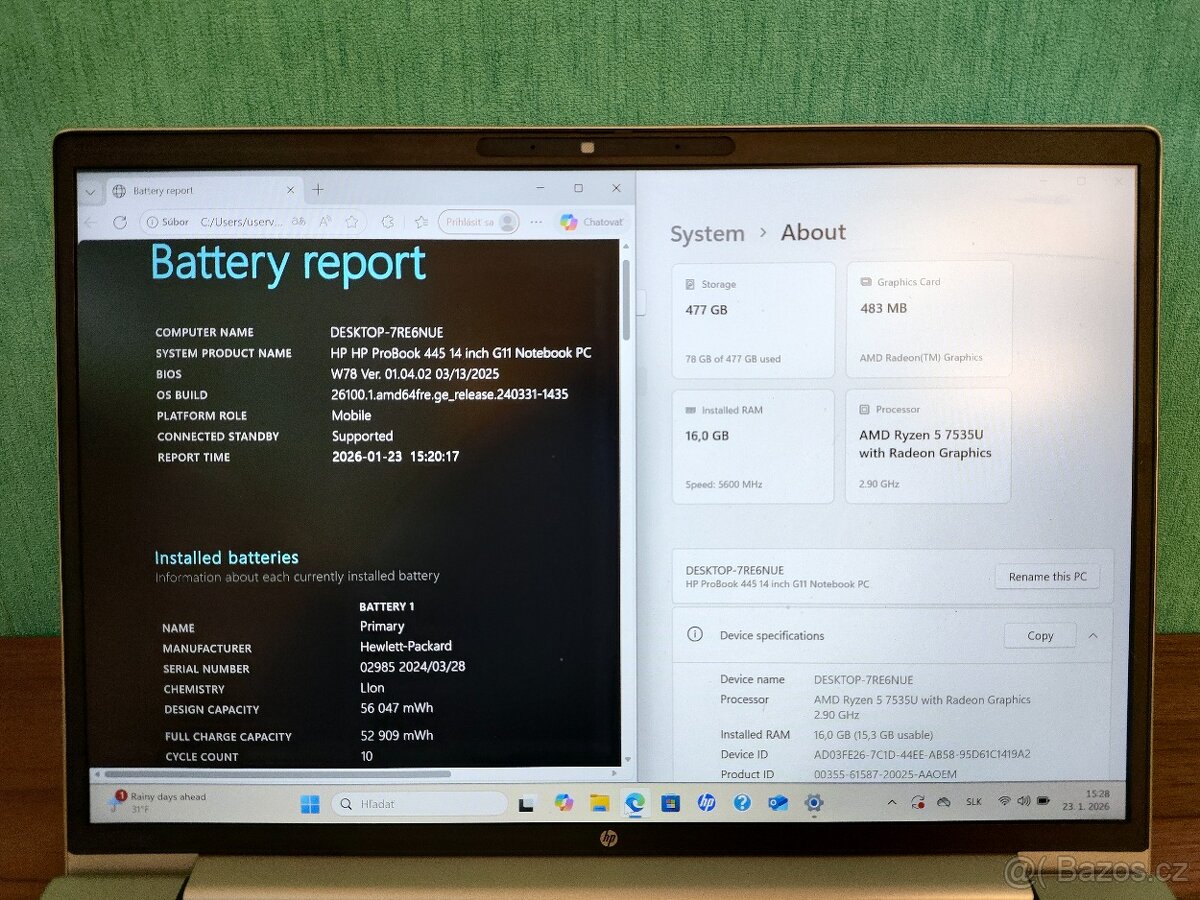 HP ProBook 445 G11 Ryzen 5 16GB 512GB - 5