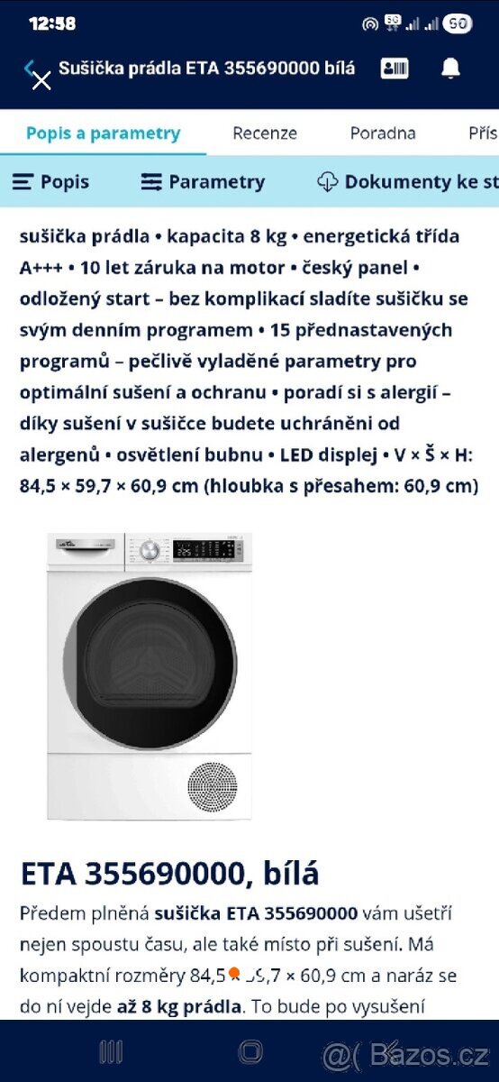 Sušička na prádlo Eta - 5