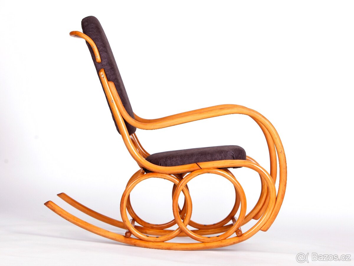 Značkové houpací křeslo TON, nové čalounění. - 5