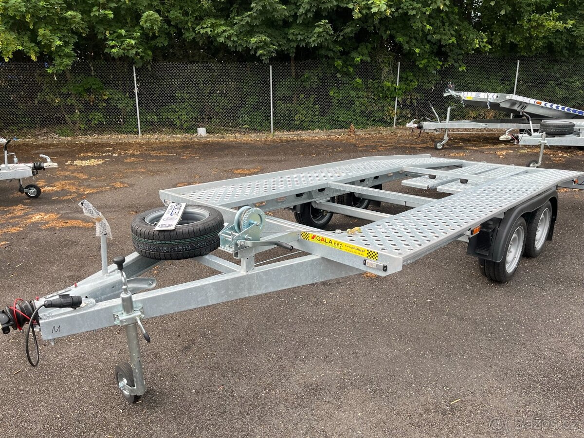 Autopřepravník, přívěs přeprava aut, ložná 455x205cm,130km/h