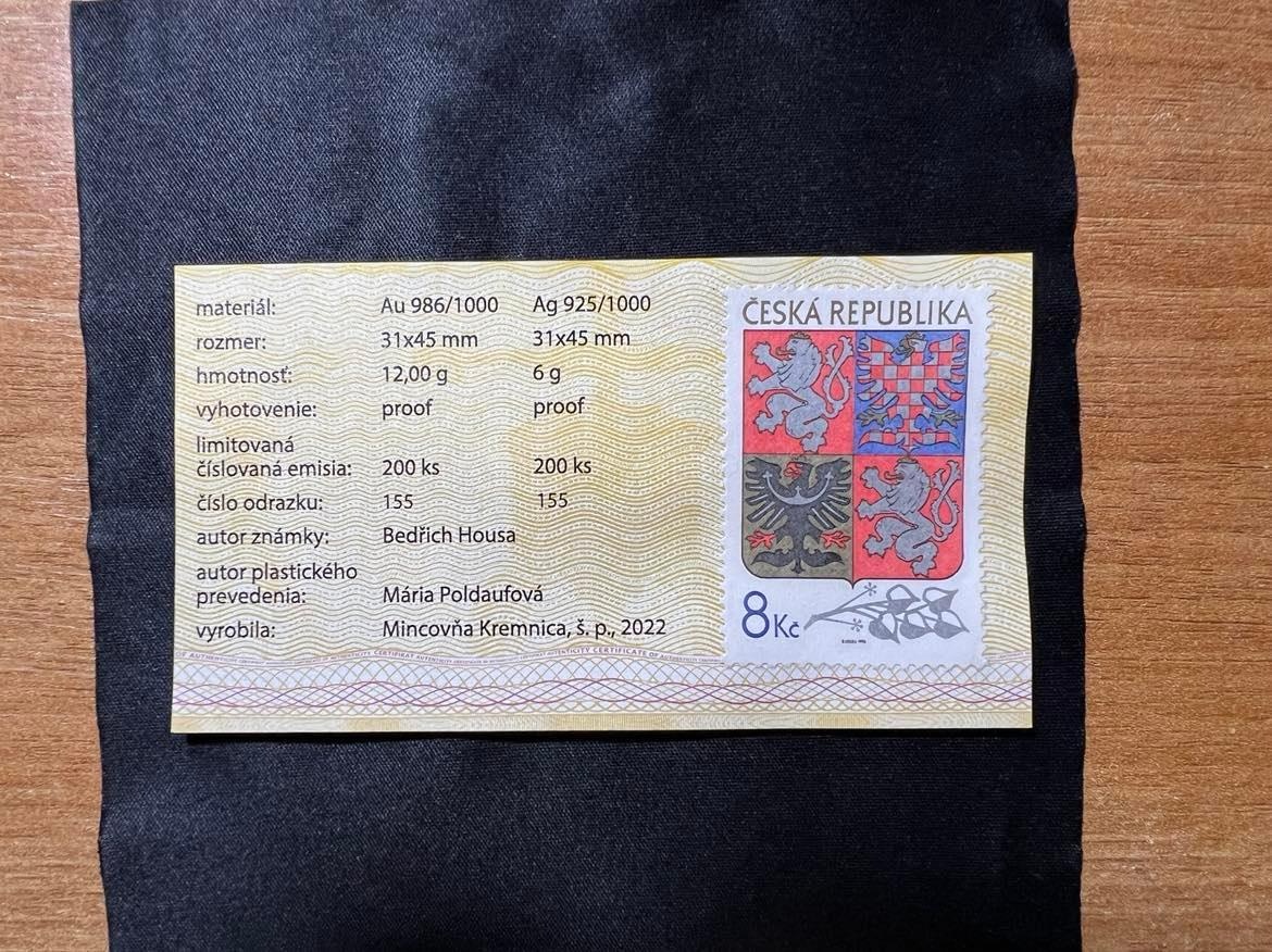 Česká známka, V. Český st. znak, Zlatá a stříbrná 155/200 ks - 5