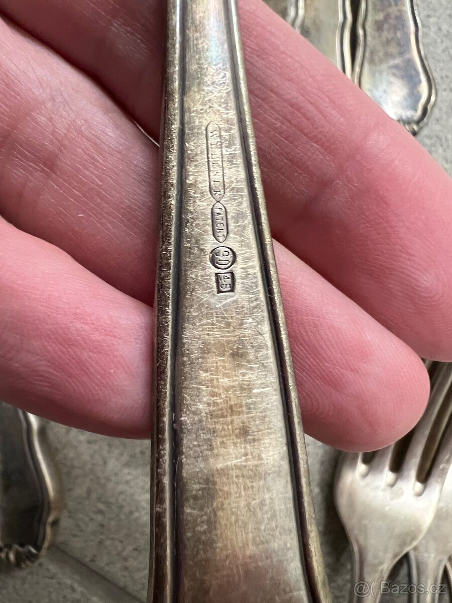 Starožitné stříbrné příbory set pro 6 osob - 5