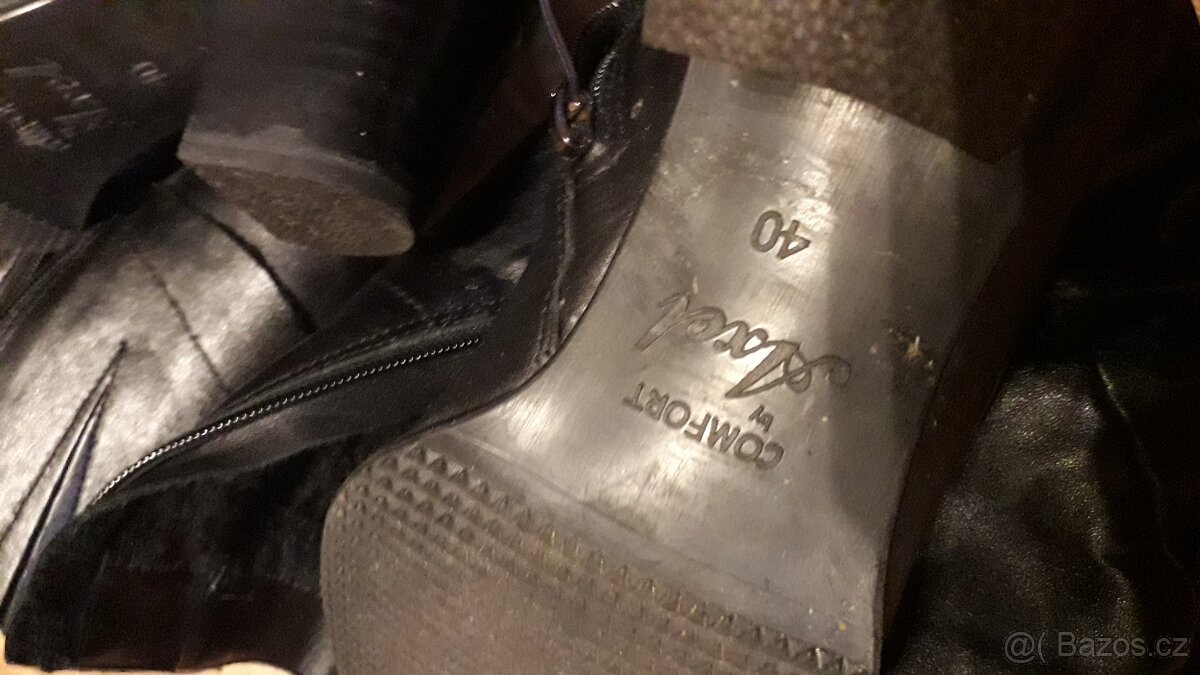 Kozačky černé kožené s beránkem vel. 40 - 5