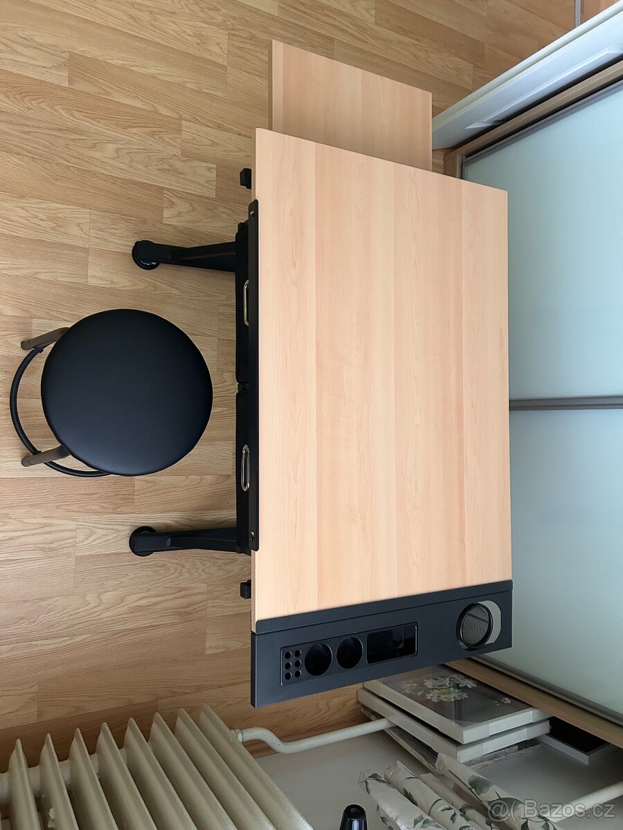 MIADOMODO PSACÍ STŮL S POLICEMI A TABURETEM, SV. DŘEVO/ČERNÁ - 5