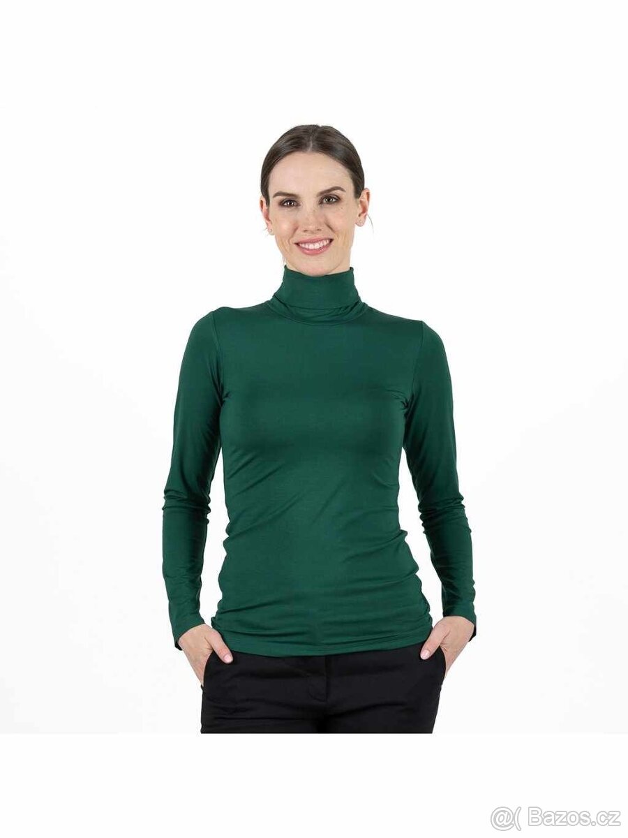 Dámský lahvově zelený bambusový rolák Bambutik S - 5