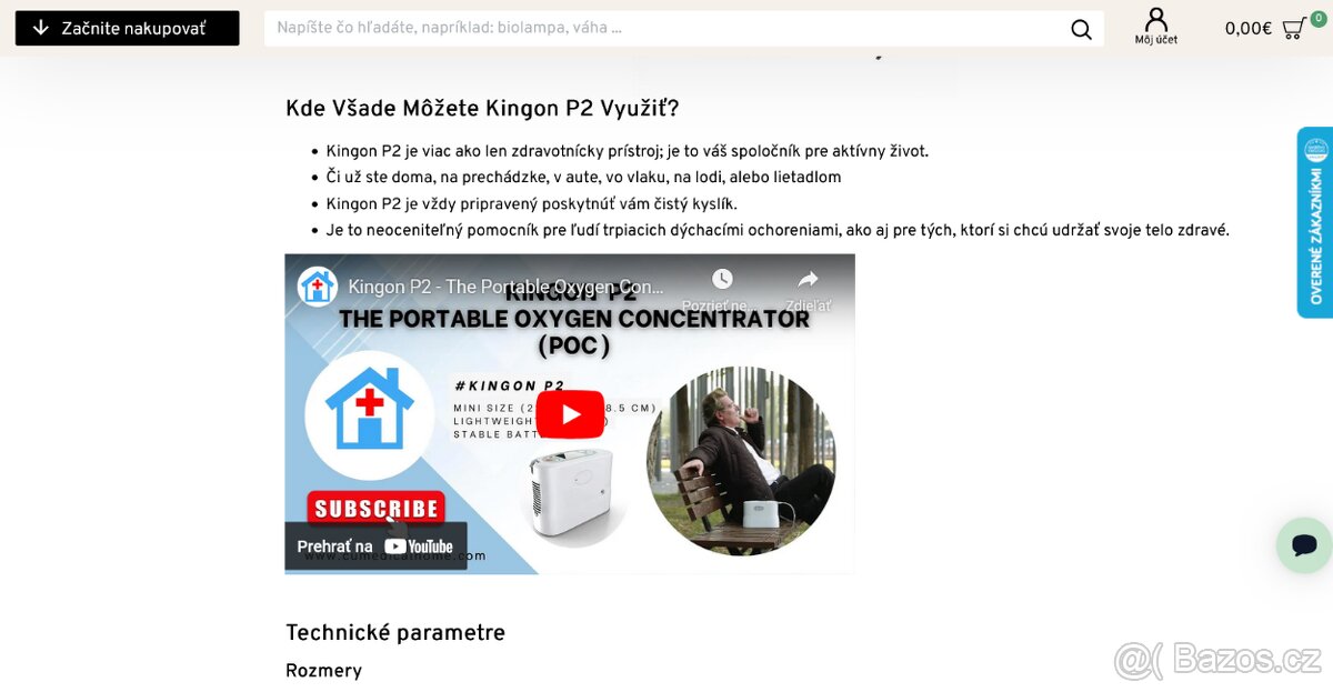 Kyslíkový koncentrátor KINGON P2 5L / 2kg - 5