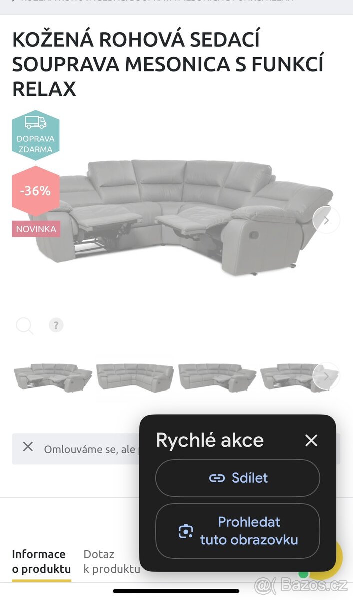 Sedací souprava rohová 2,5m x 2,5m NOVÁ kožená - 5