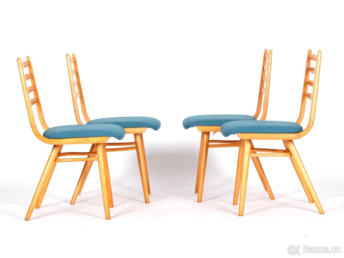 Designové jídelní retro židle TON, 4 kusy. - 5