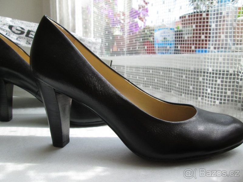 Lodičky Geox, černé, kožené, vel. 36,5 - 5