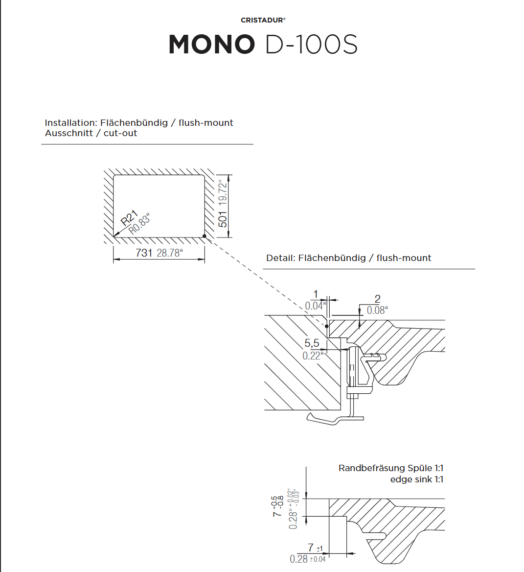 Dřez Schock Mono D-100S magma montáž do roviny s deskou - 5
