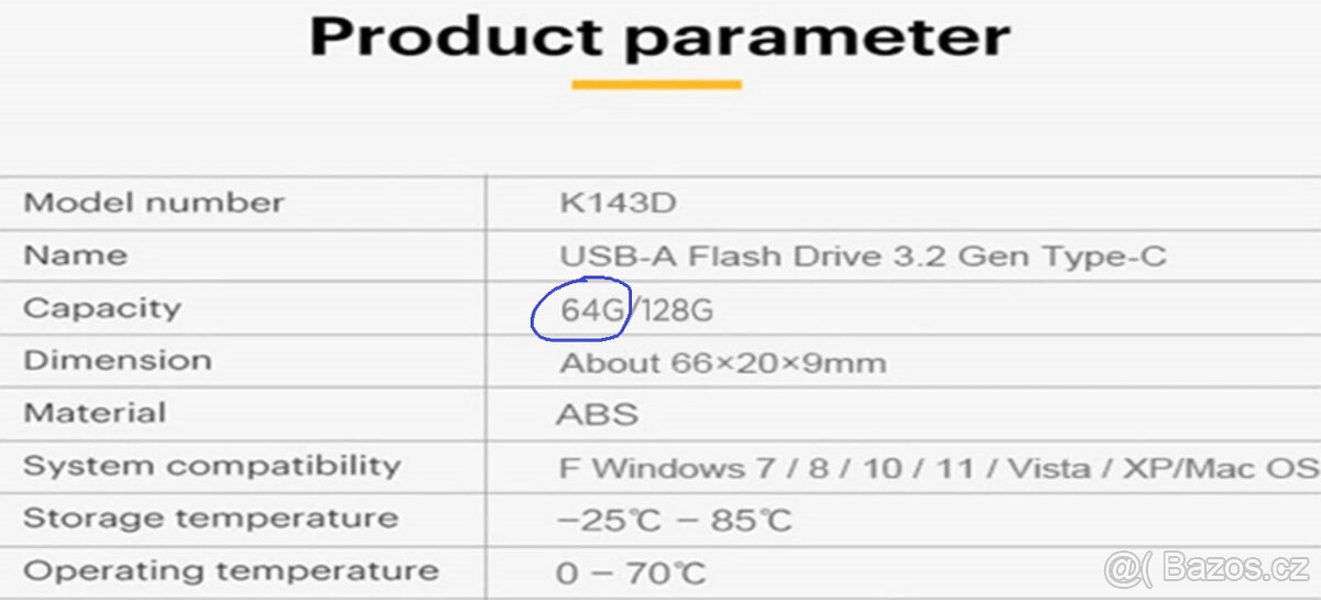 NOVÝ Duální USB-A 3.2 / Type-C Flash Disk 64 GB Kodak K143D - 5