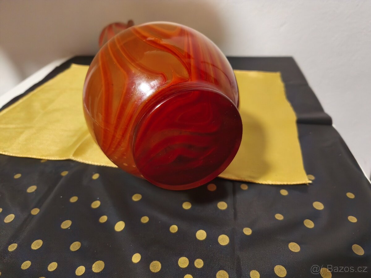 Vysoká oranžová váza. - 5