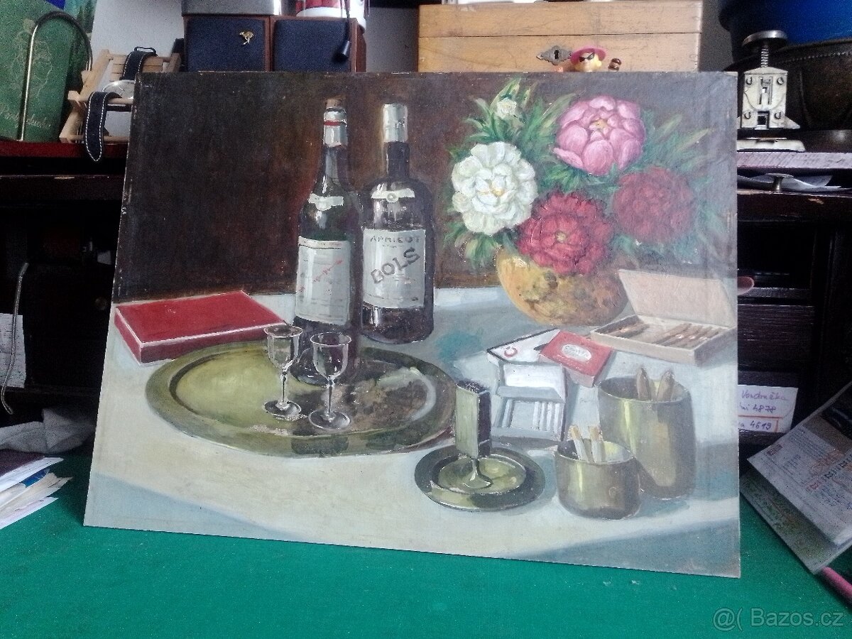 Zátiší s bolsem, olej/deska - 5