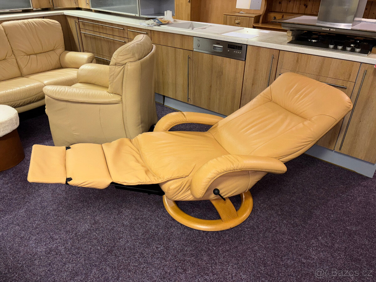 relaxační křeslo pravá kůže německé výroby - 5