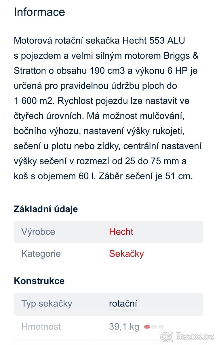 Benzínová sekačka hecht - 5