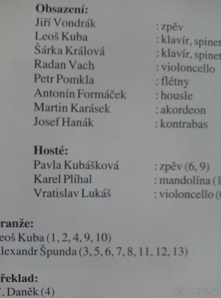 CD JIŘÍ VONDRÁK "Šansony a písně" - 5