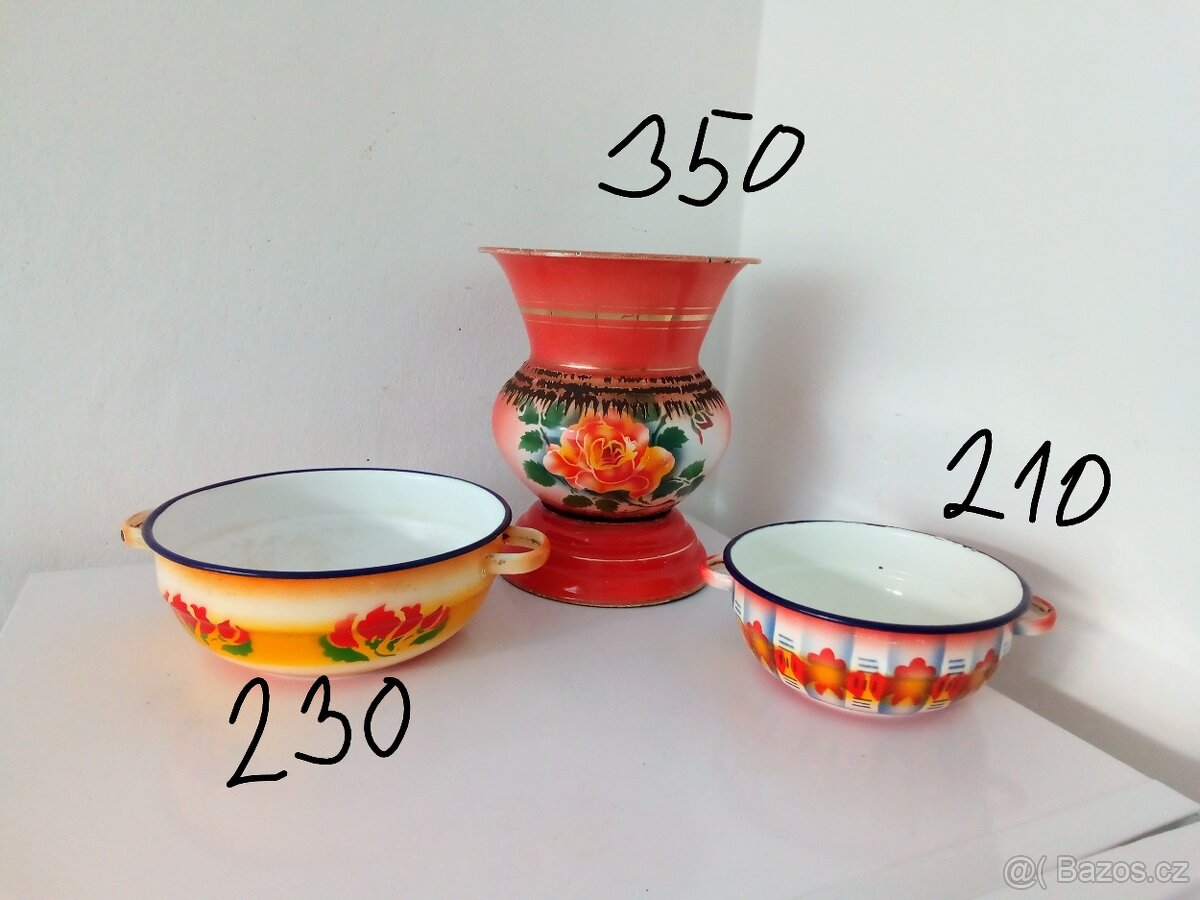 Staré, barevné, smaltované nádobí - 5