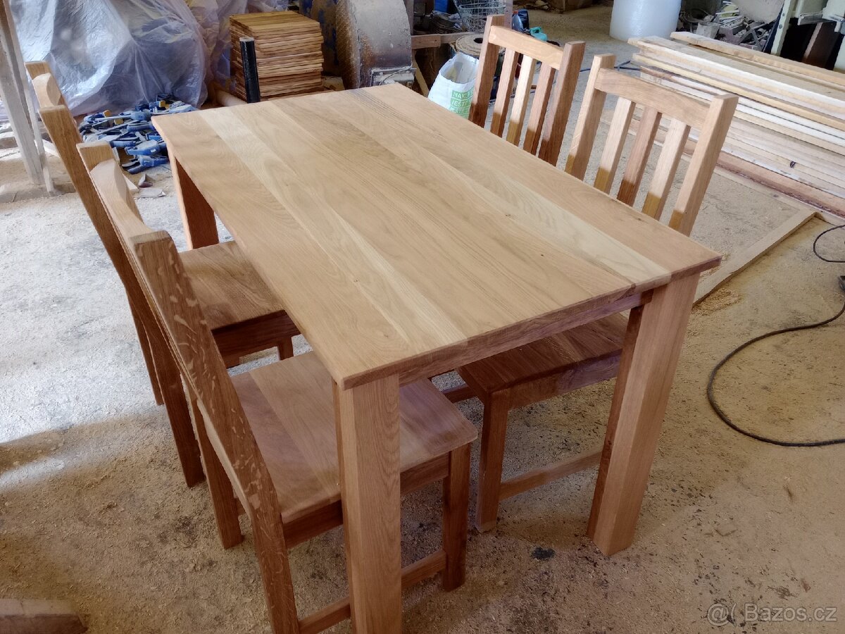 Jídelní stůl a židle masiv dub set - 5