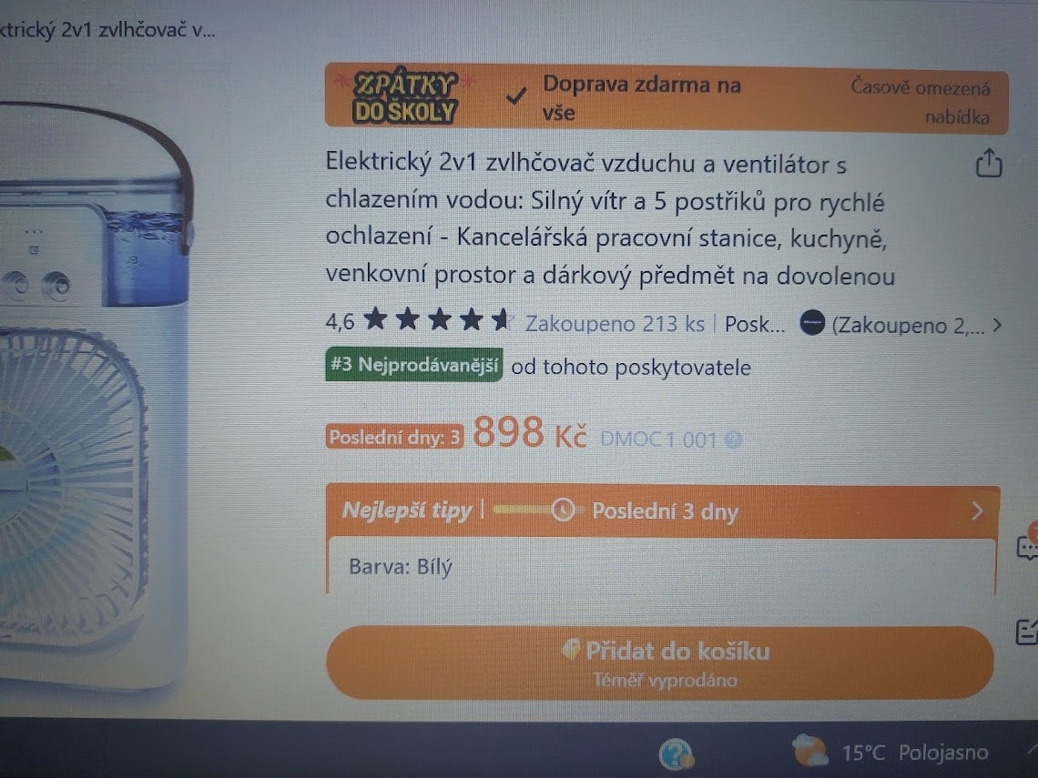 Elektrický 2v1 zvlhčovač vzduchu + ventilátor s chlazením - 5