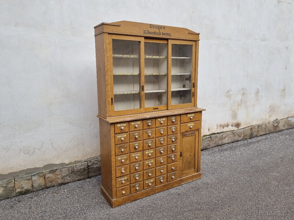 KRÁSNÝ STARÝ KUPECKÝ REGÁL V PŮVODNÍ PATINĚ-NĚMECKÝ REGÁL - 5